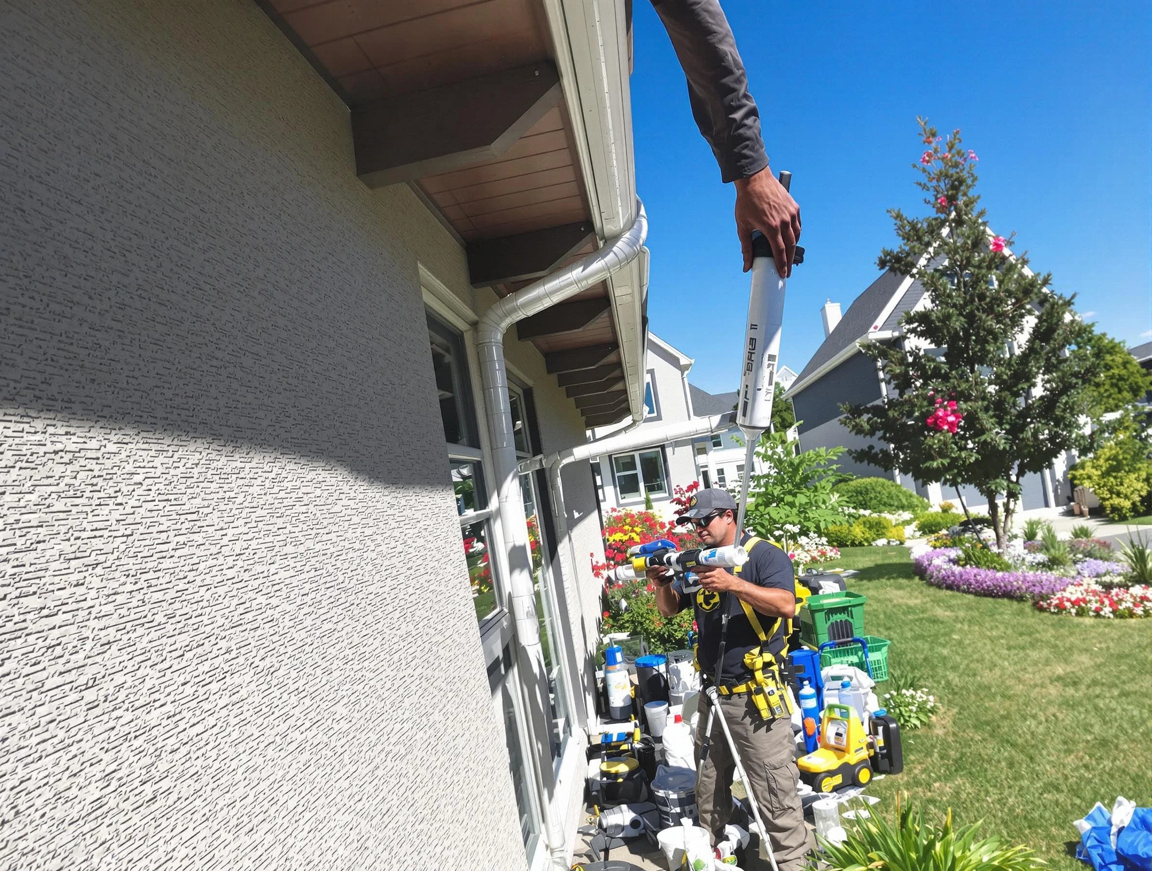 Reinforced downspout bracket installed by University Heights Roofing Company in University Heights, OH