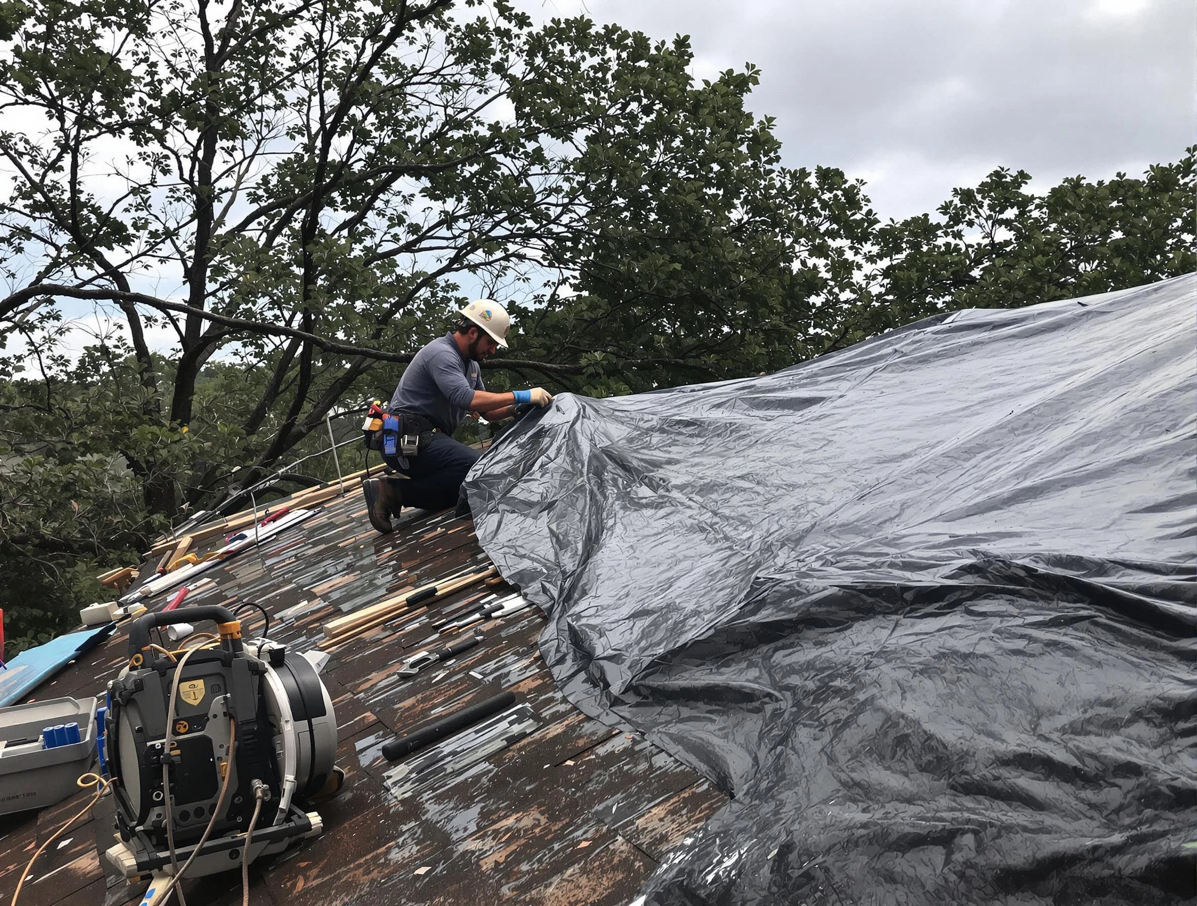 University Heights Roofing Company responding to an emergency roof repair call in University Heights, OH