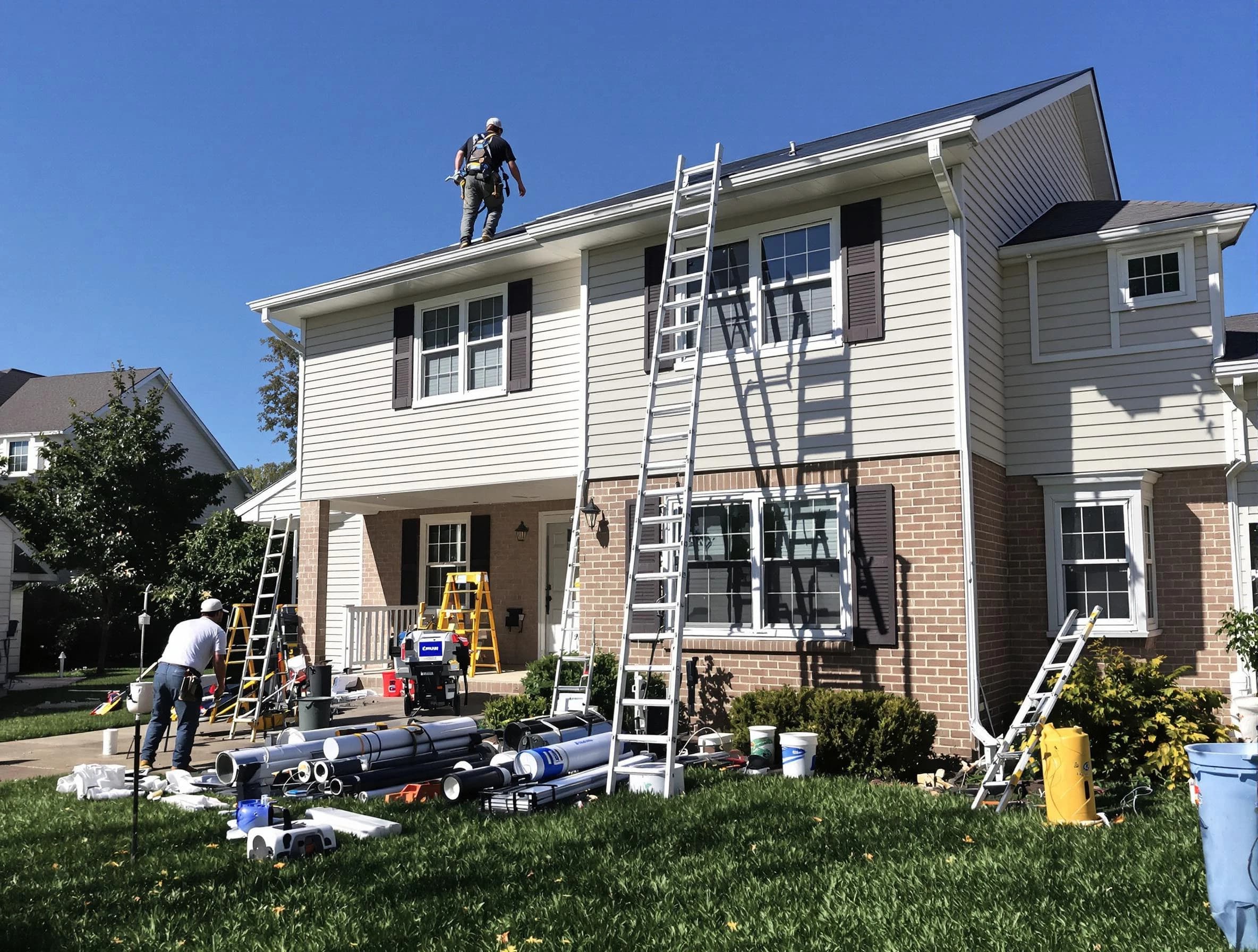 University Heights Roofing Company completing a gutter replacement in University Heights, OH