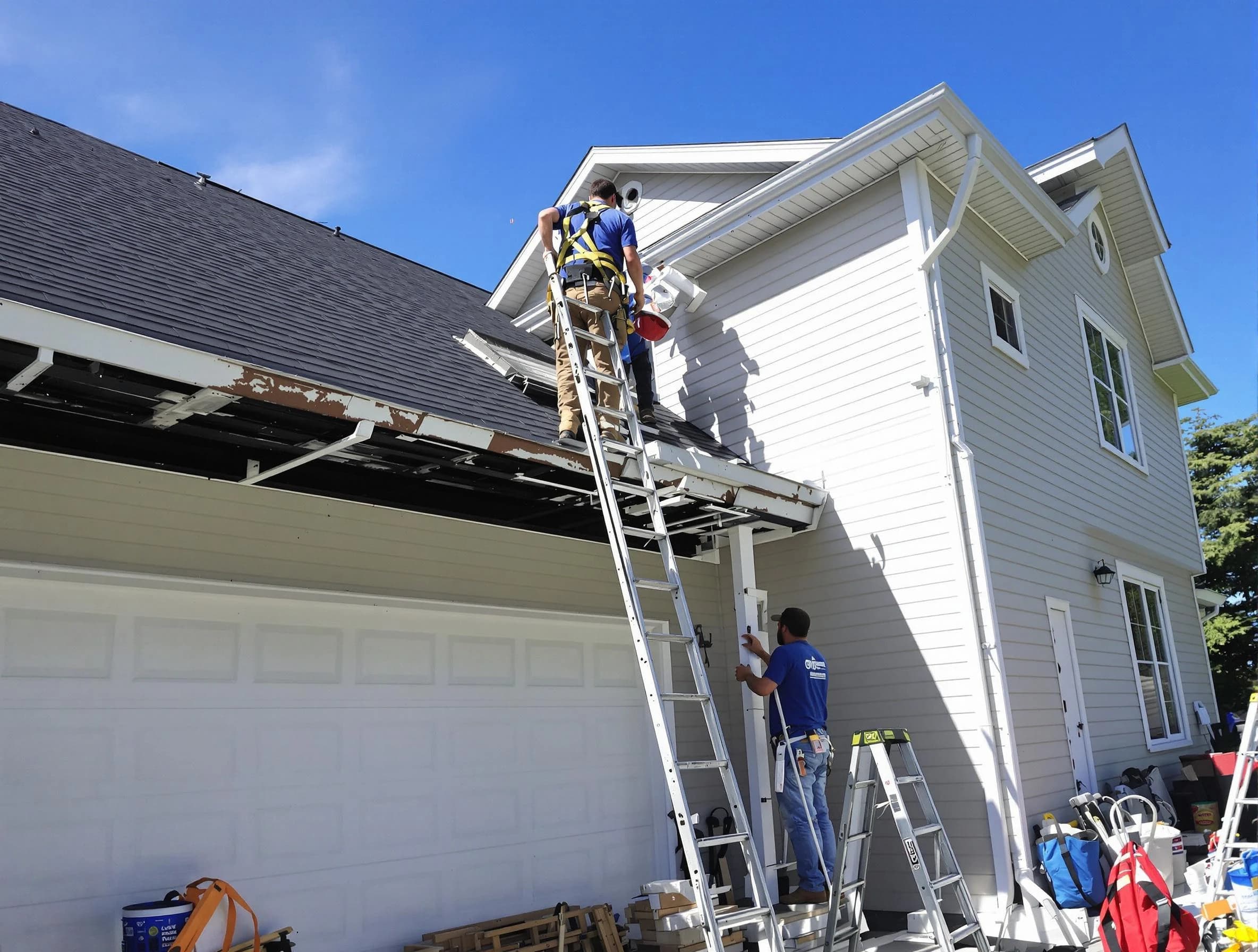 Newly replaced gutters by University Heights Roofing Company in University Heights, OH