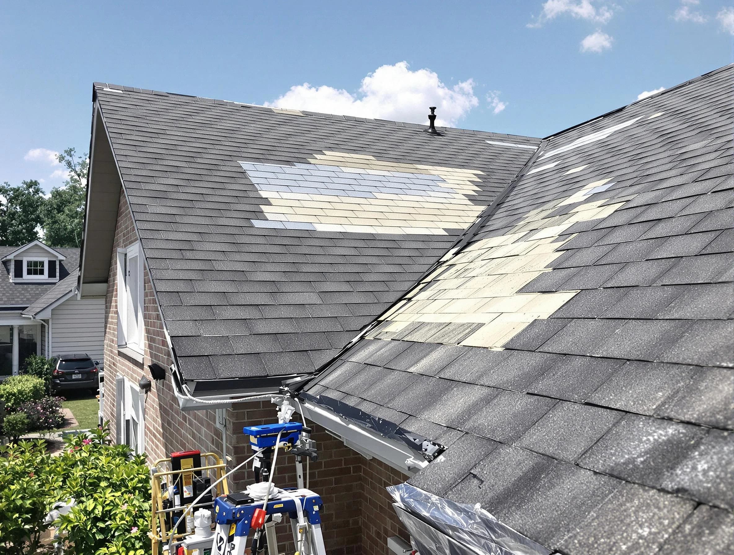 Close-up of roof repairs by University Heights Roofing Company in University Heights, OH