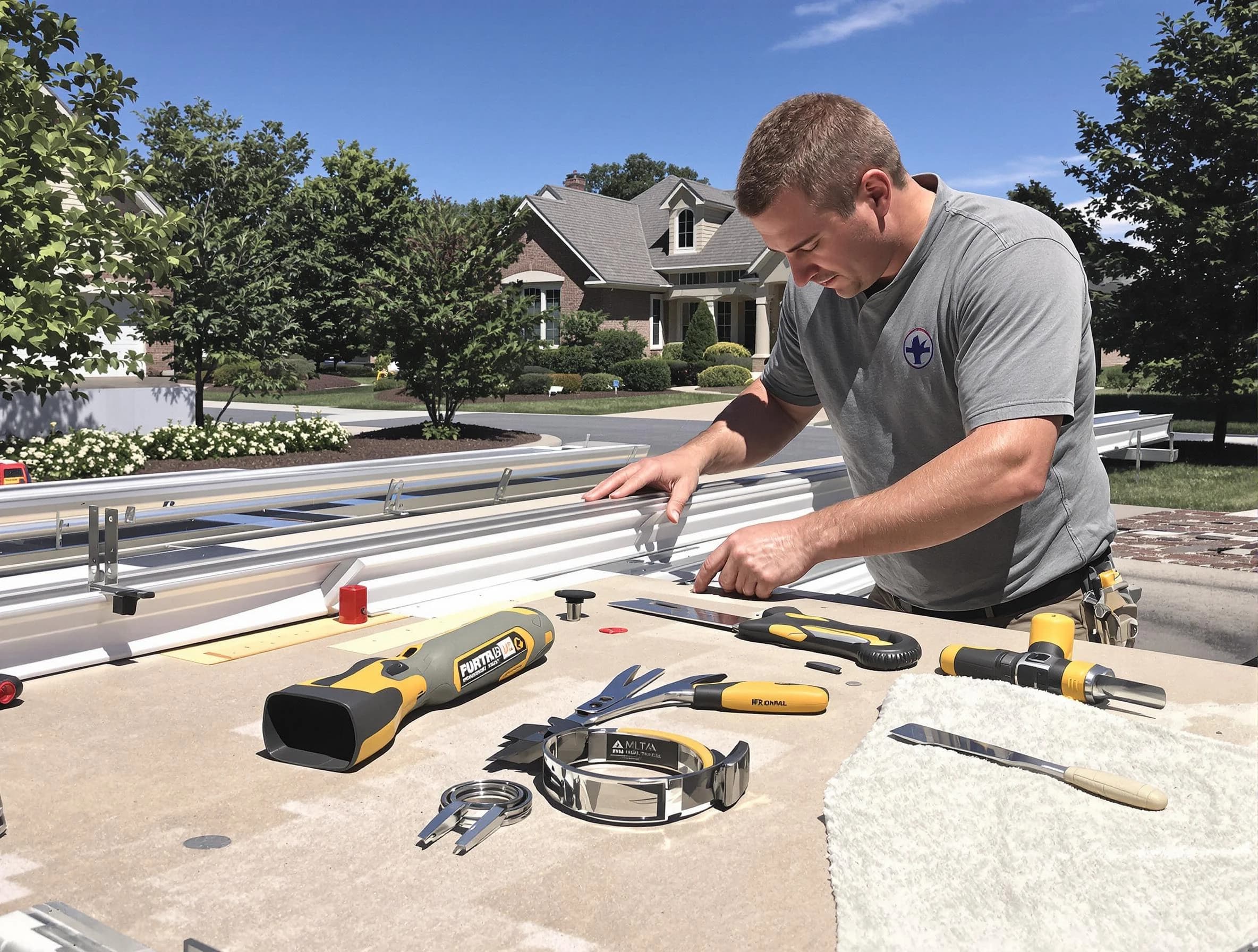 Freshly installed seamless gutter by University Heights Roofing Company in University Heights, OH